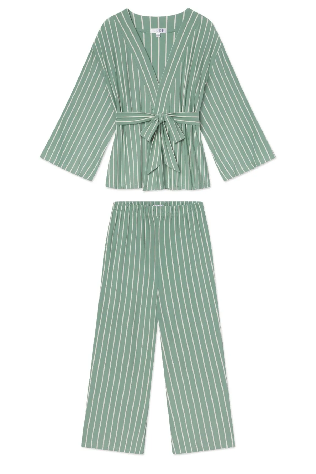 dreammodal-kimono-pajama-set-i-kkKeVmtt-0.webp LAKE For Travel|For Selfcare>DreamModal Kimono Pajama Set in Boxwood Vertical Stripe