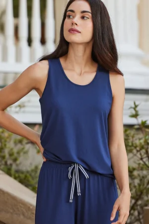 LAKE For Travel|For Selfcare>DreamModal Ribbon Tank-Long Set in English Navy
