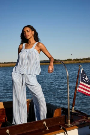 LAKE The Mainstays|Pants Sets>Hamptons Pants Set in Sail Blue Awning Stripe