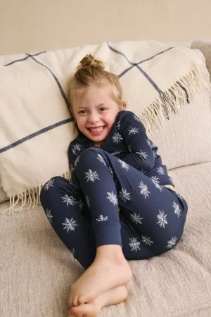 LAKE Best Sellers|For Loved Ones>Kids Long-Long Set in English Navy Snowfs English Navy Snowflakes