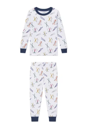 LAKE Pants Sets|Girls' Pajamas>Kids Long-Long Set in Vintage Skis