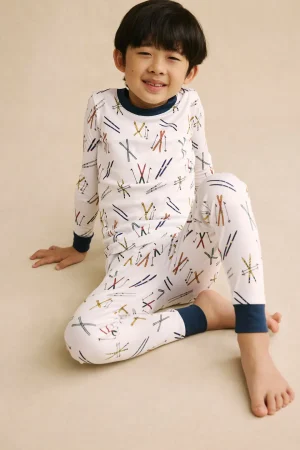 LAKE Pants Sets|Girls' Pajamas>Kids Long-Long Set in Vintage Skis