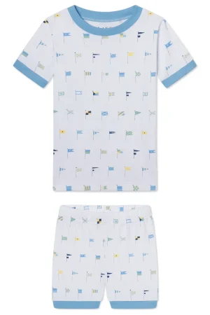 LAKE Shorts Sets|For Littles>Kids Shorts Set in Baltic Blue Nautical Flags