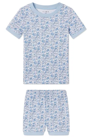 LAKE For Littles|Shorts Sets>Kids Shorts Set in Delft Blue Garden Floral