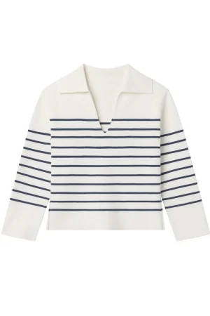 LAKE Sweaters & Daywear>Lydia Cotton Sweater in Nautical Stripe
