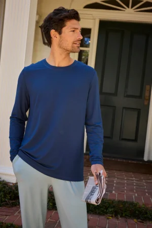 LAKE For Him|For Him>Men's Long Sleeve Bamboo Tee in Navy