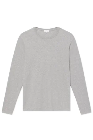 LAKE For Traditions|For Him>Men's Pima Crewneck Long Sleeve Tee in Heather Gray