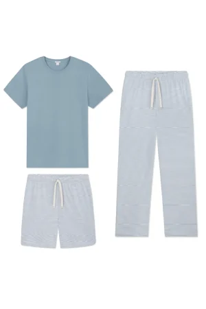 LAKE For Loved Ones|For Him>Men's Pima Sleep Bundle in Anchor Blue Anchor Blue Bar Stripe