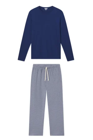 LAKE For Traditions|New Arrivals>Men's Pima Sleep Long-Long Set in True Navy