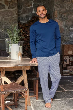 LAKE For Traditions|New Arrivals>Men's Pima Sleep Long-Long Set in True Navy