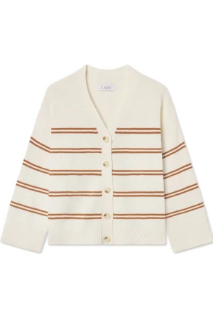 LAKE View All|Sweaters & Daywear>Nora Cardigan in Oak Varsity Stripe