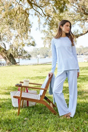 LAKE For Traditions|For Travel>Pima Crew Long-Long Set in Baltic Blue