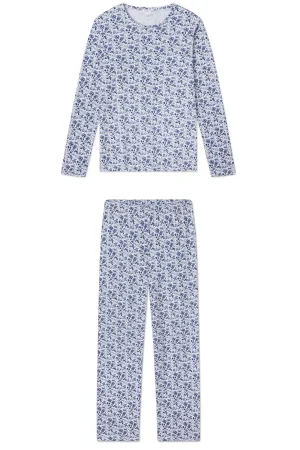 LAKE For Travel|For Selfcare>Pima Crew Long-Long Set in Sea Depth Garden Floral