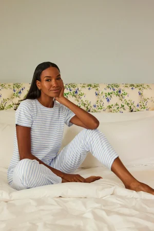 LAKE The Mainstays|The Mainstays>Pima Crew Short-Long Set in Baltic Blue