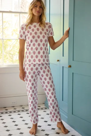 LAKE The Mainstays|Pants Sets>Pima Crew Short-Long Set in Cabernet Cottage Floral
