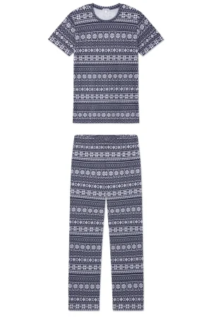 LAKE The Mainstays|Pants Sets>Pima Crew Short-Long Set in English Navy Fair Isle