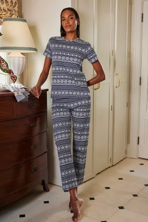 LAKE The Mainstays|Pants Sets>Pima Crew Short-Long Set in English Navy Fair Isle