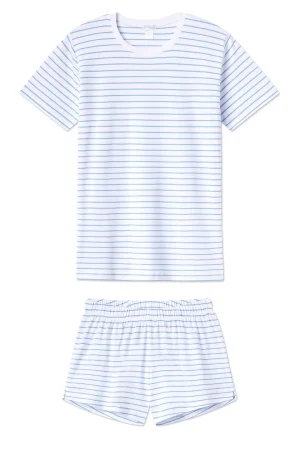 LAKE The Mainstays|Shorts Sets>Pima Crew Shorts Set in Baltic Blue