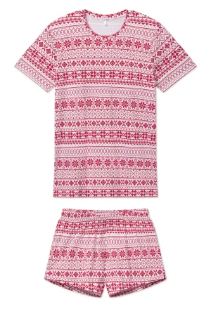 LAKE The Mainstays|Shorts Sets>Pima Crew Shorts Set in Classic Red Fair Isle