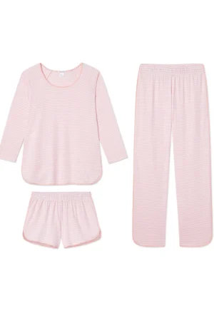LAKE For Travel|For Selfcare>Pima Long Sleeve Bundle in English Rose Stripe