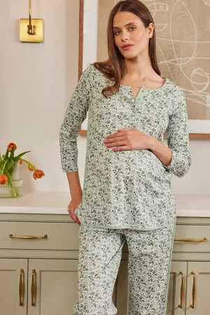 LAKE For Loved Ones|Pants Sets>Pima Maternity Long-Long Set in Topiary Garden Floral