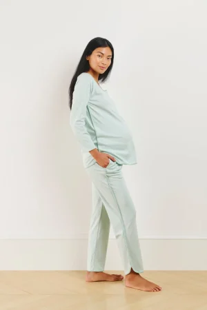 LAKE For Loved Ones|Pants Sets>Pima Maternity Long-Long Set in Parisian Green