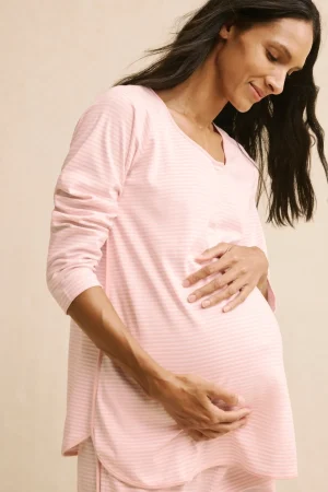 LAKE For Loved Ones|Pants Sets>Pima Maternity Long-Long Set in English Rose Stripe