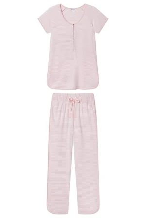 LAKE Pants Sets|Pants Sets>Pima Maternity Short-Long Set in English Rose Stripe