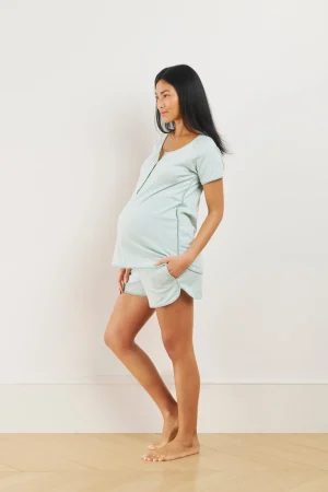 LAKE Shorts Sets|Shorts Sets>Pima Maternity Shorts Set in Parisian Green
