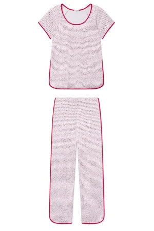 LAKE Best Sellers|For Selfcare>Pima Short-Long Set in Classic Red Garland