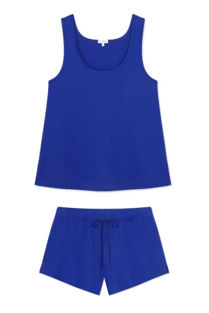 LAKE The Mainstays|Shorts Sets>Pointelle Pajama Shorts Set in Cobalt Cobalt Solid
