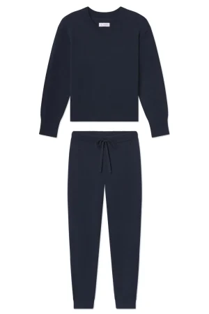 LAKE For Travel|View All>Vesper Crew Neck Set in Deep Navy