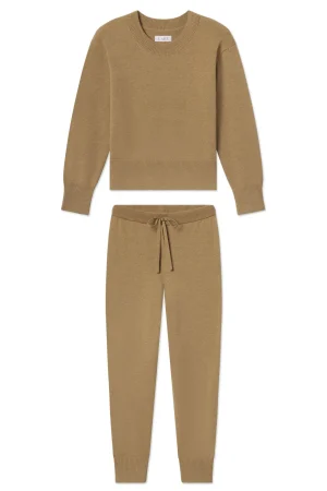 LAKE View All|For Travel>Vesper Crew Neck Set in Sandstone Heather